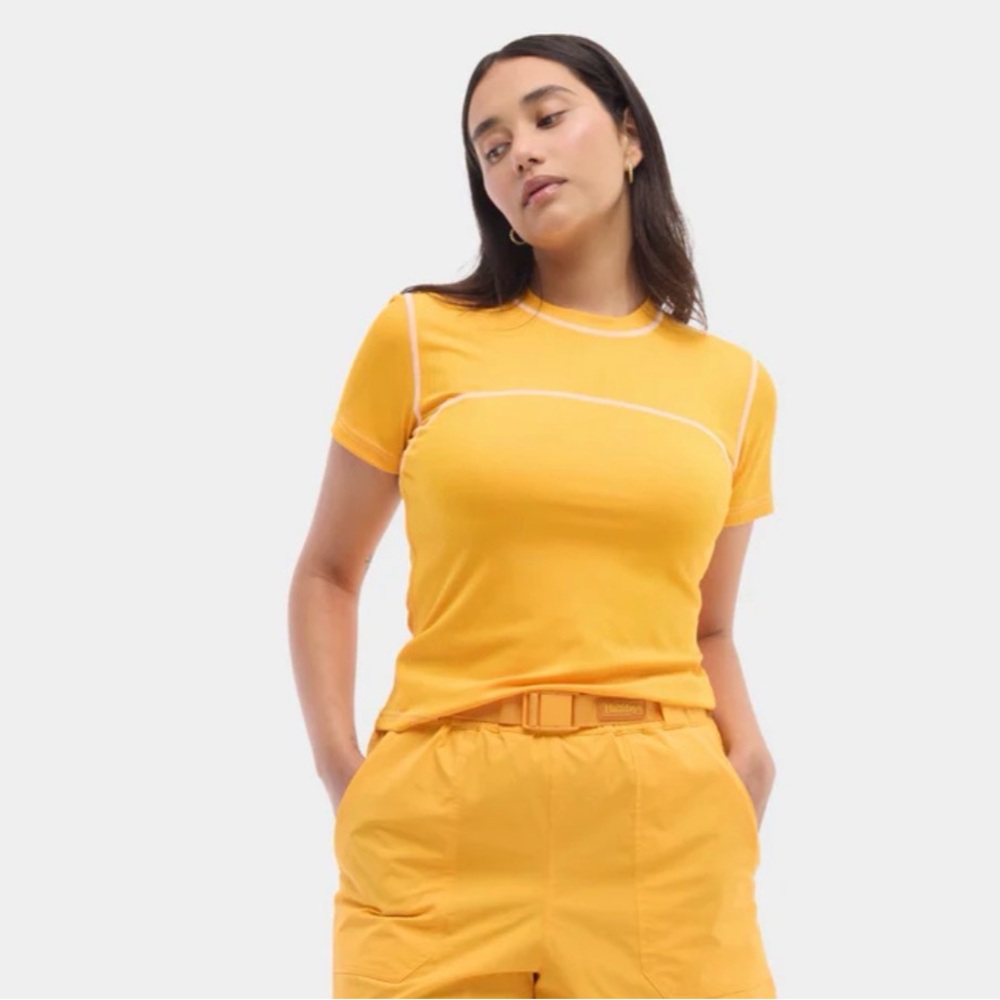 Halfdays Mollie T-Shirt NWT size‎ XL in Zinnia Orange Ribbed Performance Trail